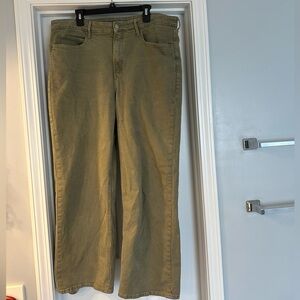 Olive Green extra high waist Wide Leg jeans size 16